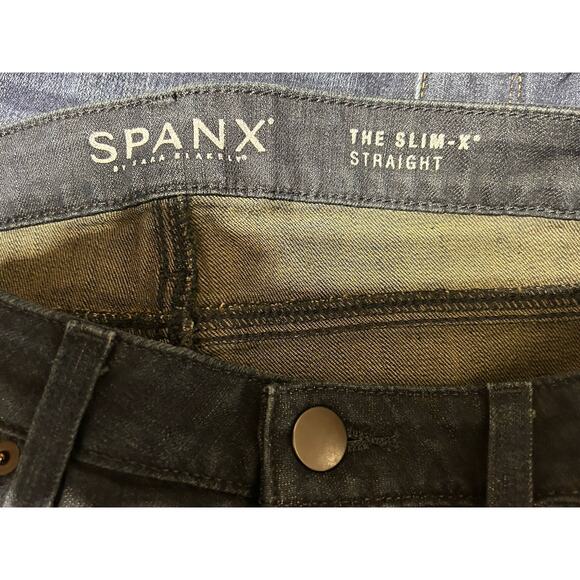 Spanx Denim Jeans Womens Slim-X Straight Sz 31x32 Dark Wash Stretch Mid-Rise - Picture 6 of 8